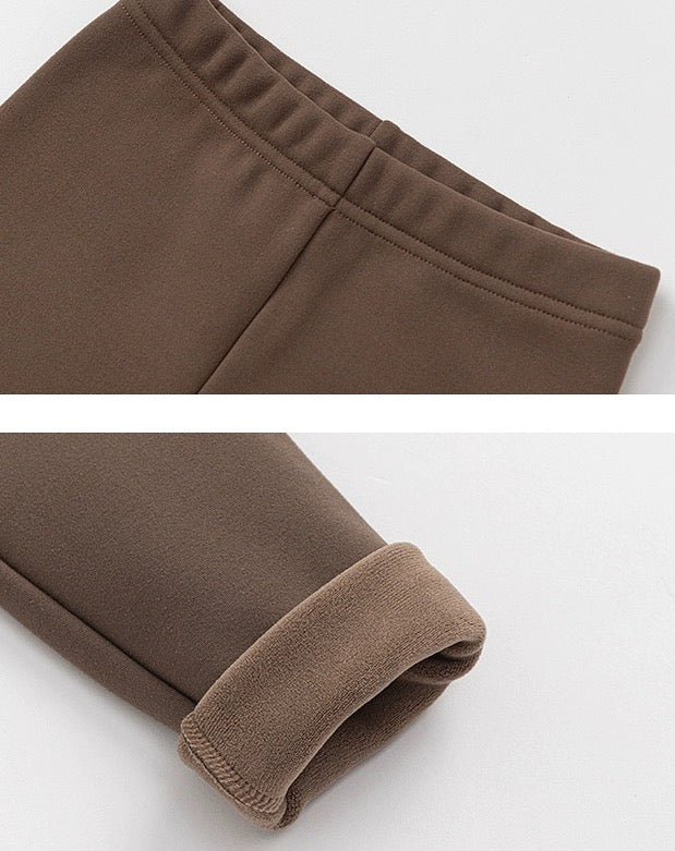 【100-160cm】裏起毛ブラウンレギンス