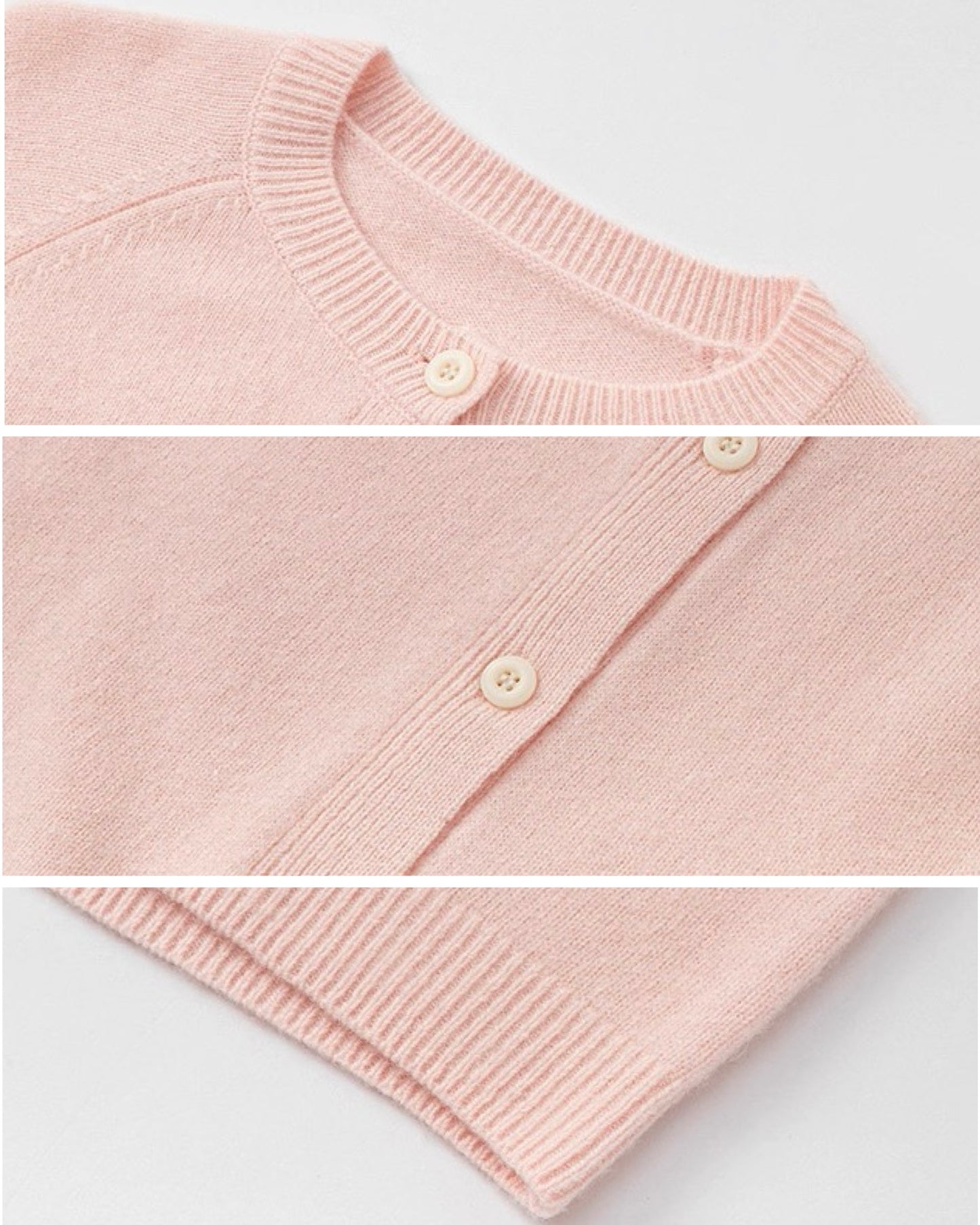 【100-160cm】親子お揃い クルーネックウールカーディガン