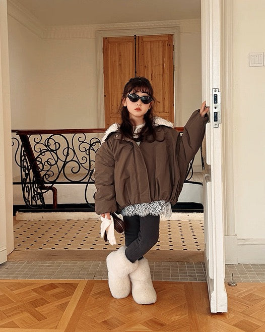 【100-160cm】2wayボアライニングフードバルーンブルゾン