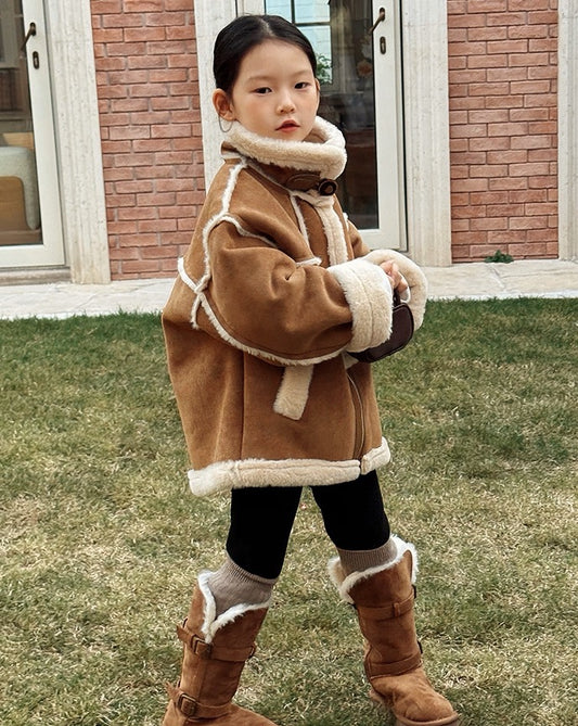 【110-160cm】親子お揃い ムートンボアジャケット