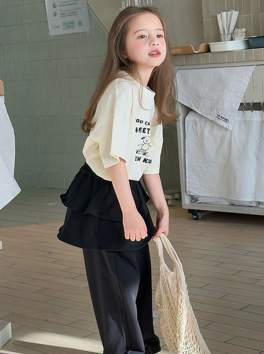 【90-160cm】スカートレイヤード風 スウェットパンツ