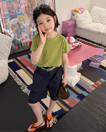 Matching Parent-Child Silky Soft Basic Compact T-shirt, 5 Colors | 110-160cm