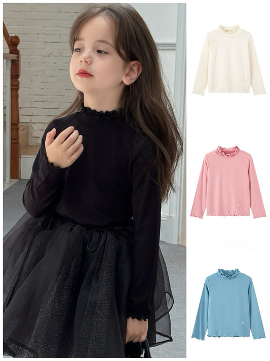 [90-160cm] Ruffled long sleeve T-shirt