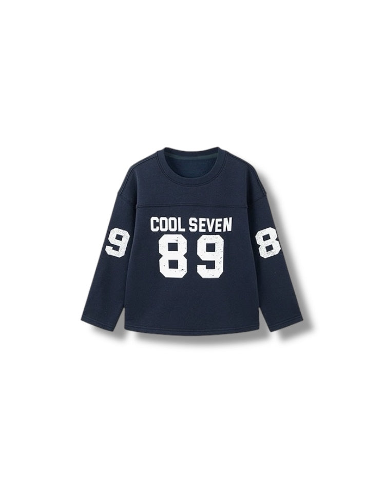 【100-160cm】ナンバリング裏起毛スウェットプルオーバー