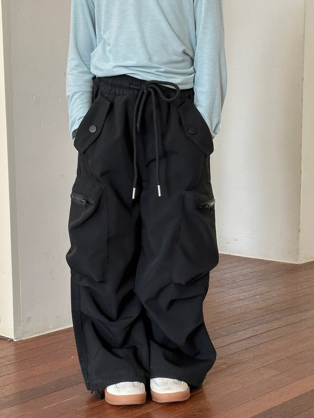 [90-160cm] Pleated cargo pants