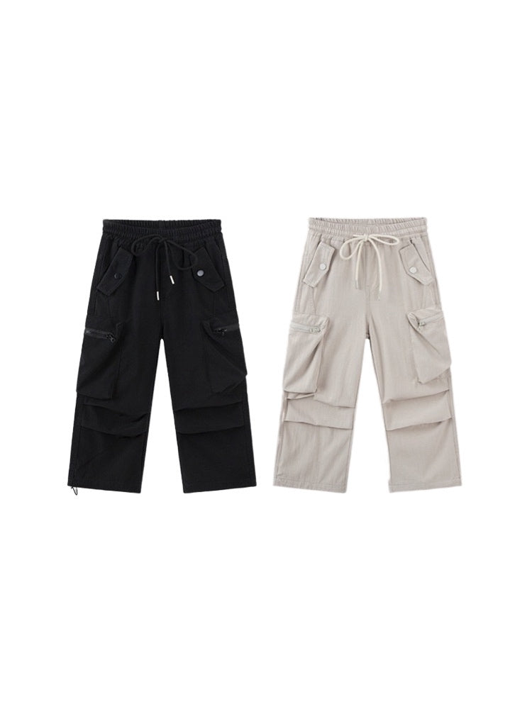 [90-160cm] Pleated cargo pants