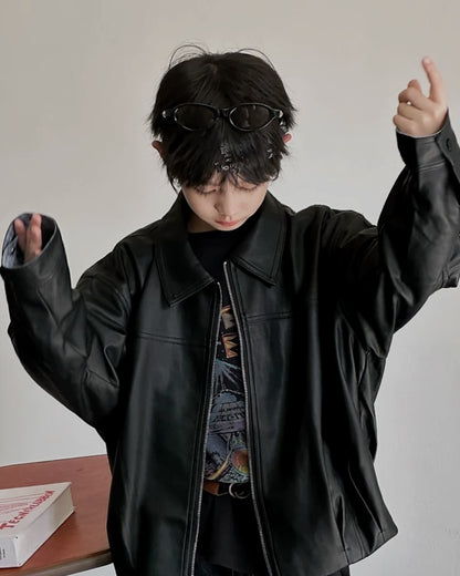 レザーライク ジップブルゾン｜110-160cm