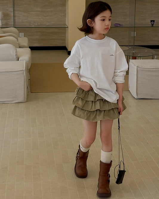 【110-160cm】親子お揃い ベーシック 長袖 Tシャツ