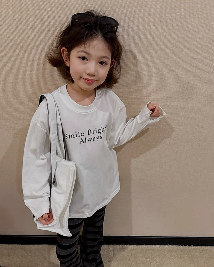 【110-160cm】親子お揃い レターロゴ ロングスリーブ Tシャツ