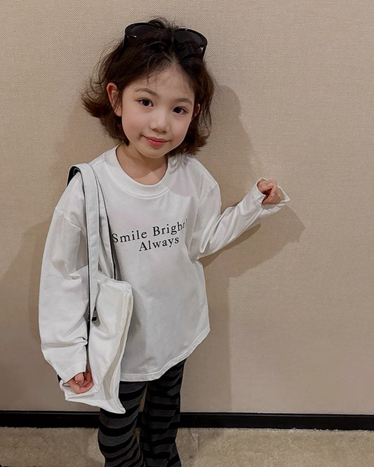 【110-160cm】親子お揃い レターロゴ ロングスリーブ Tシャツ