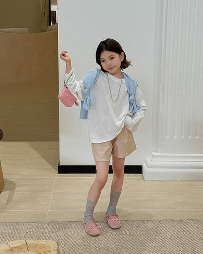 親子お揃い リネンブレンド ベーシックショートパンツ 全5色｜110-160cm