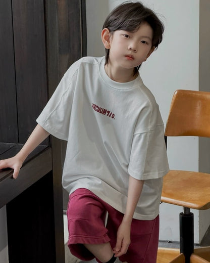 【110-160cm】バックプリント 半袖Tシャツ