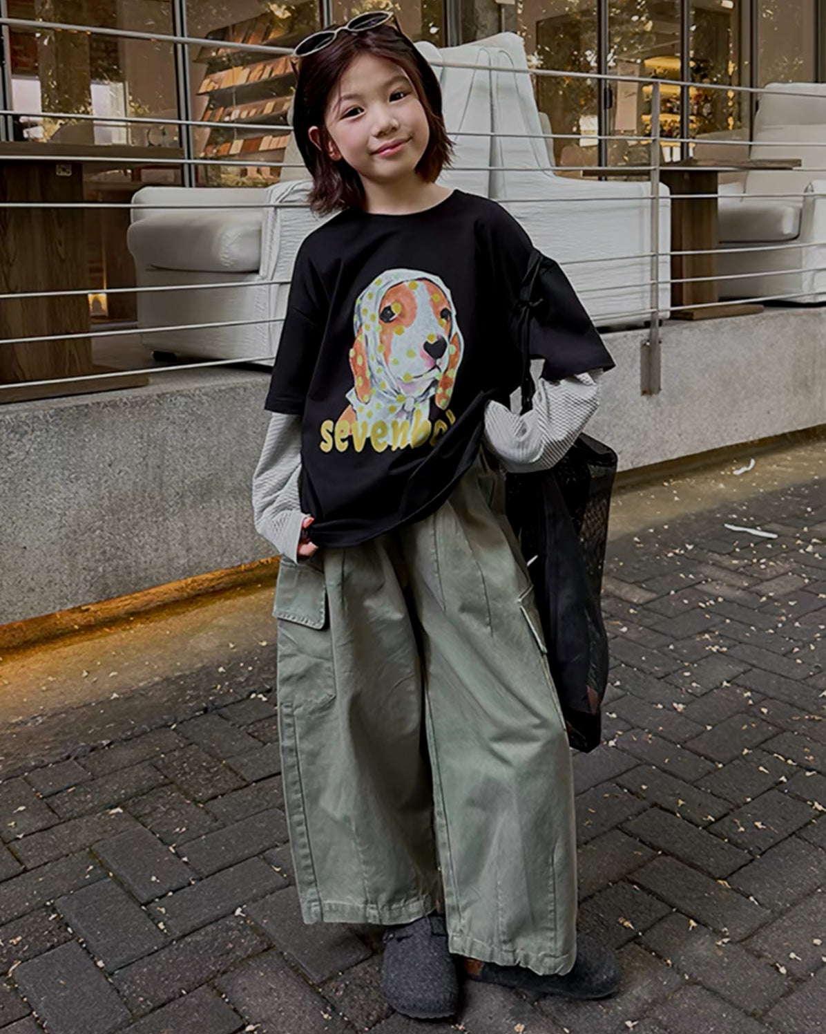 親子お揃い コットンツイル ワイドカーゴパンツ 全2色｜120-160cm
