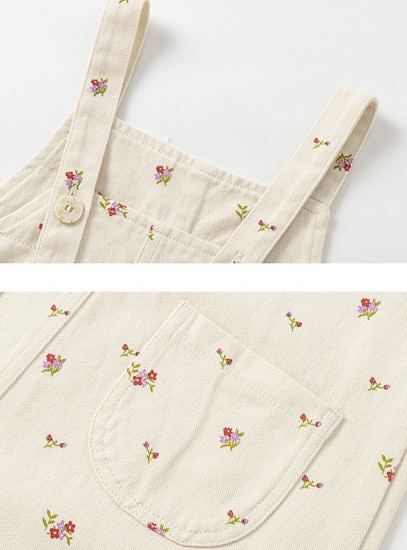 【90-150cm】小花柄 ジャンパースカート / Good スマイル Tシャツ