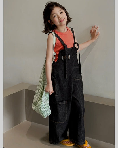 ワイドデニムサロペットパンツ｜110-160cm