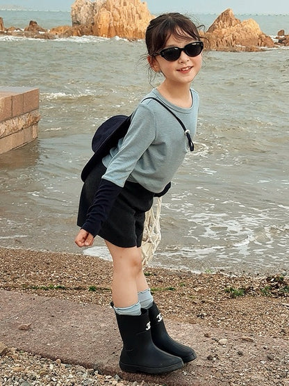 【100-160cm】バイカラーロングスリーブTシャツ