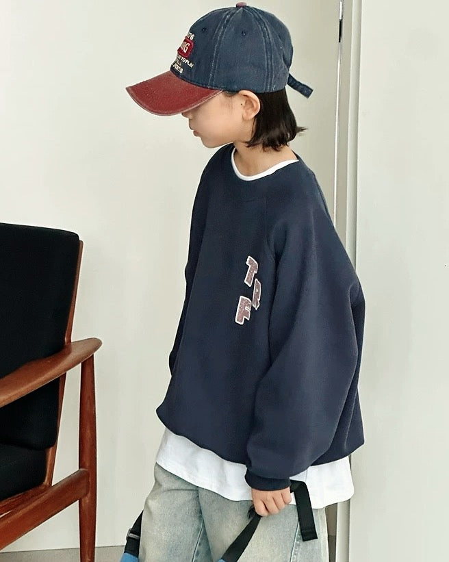 【110-160cm】バックグラフィックプリントスウェットプルオーバー