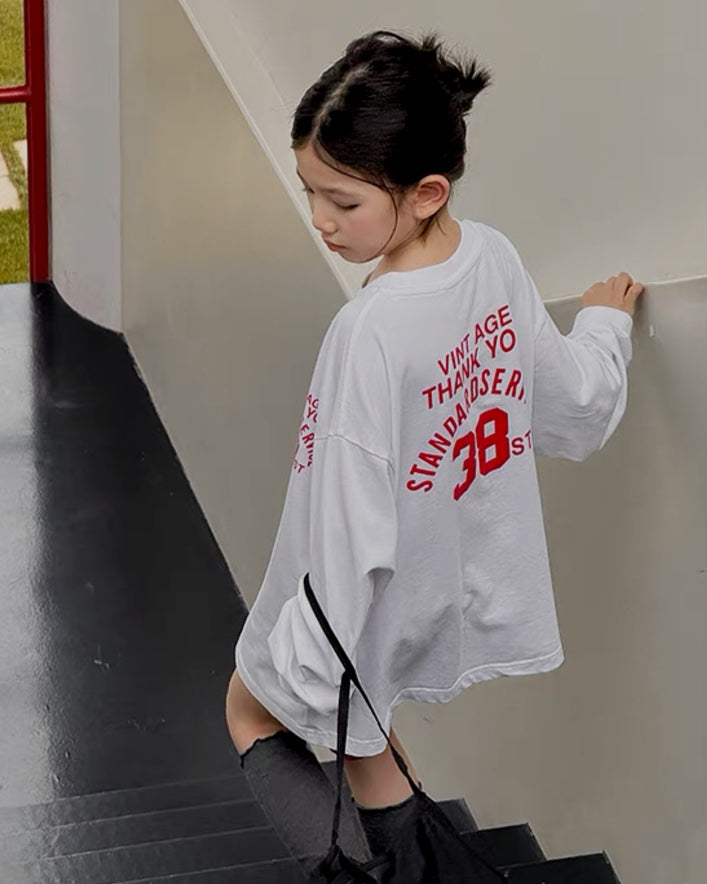 Matching Oversized Numbered Long-Sleeve T-Shirt for Parents and Children | 110-160cm