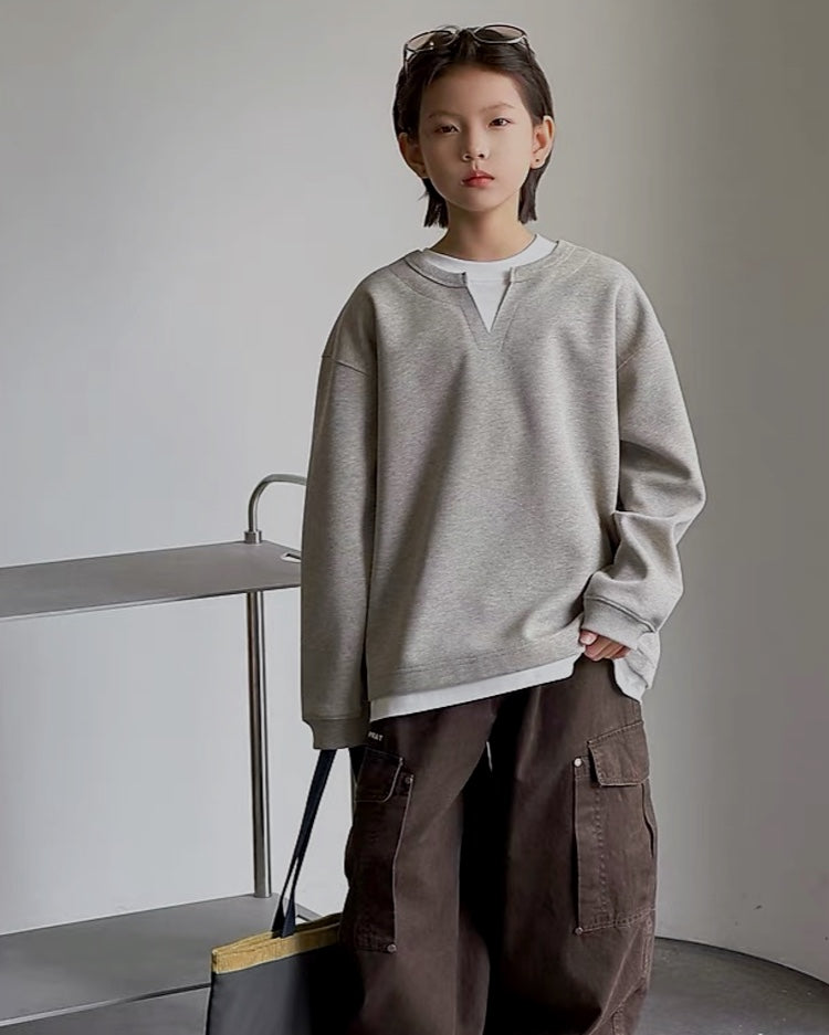 フェイクレイヤード スウェットプルオーバー｜110-160cm