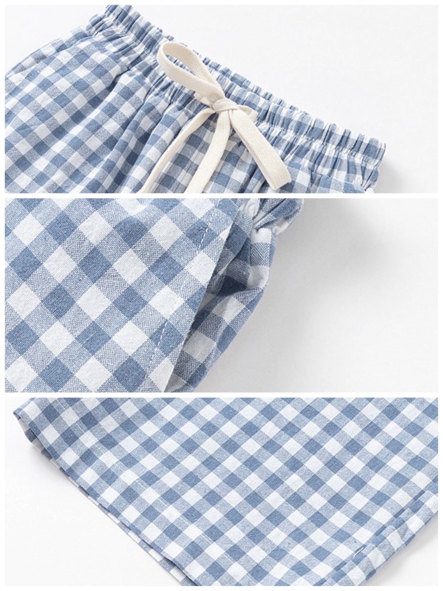 [90-160cm] Gingham check wide straight pants