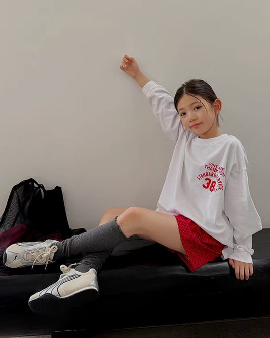 親子お揃い オーバーサイズ ナンバリング ロングスリーブTシャツ ｜ 110-160cm