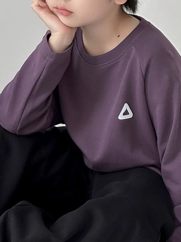 [100-160cm] Crew neck one point long sleeve T-shirt