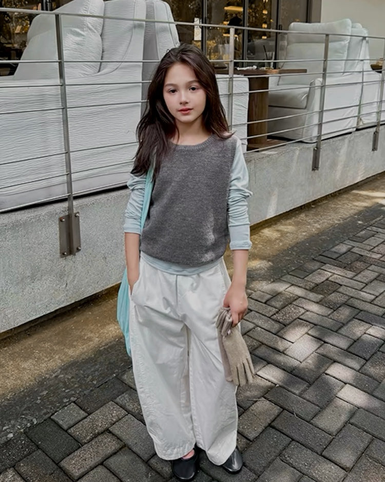親子お揃い レイヤードニットベスト｜120-160cm