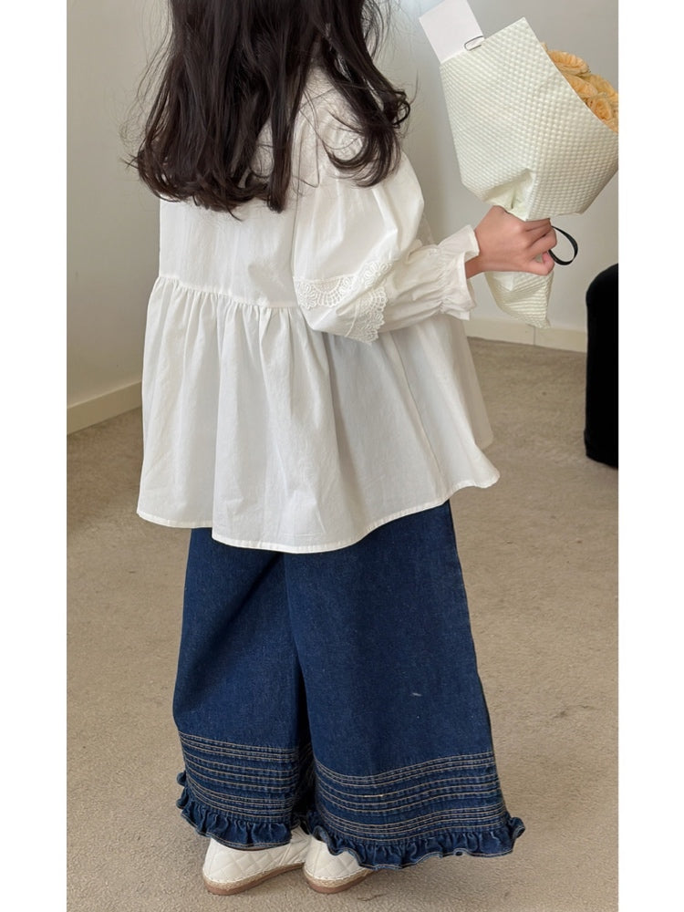 [90-160cm] Lace flare blouse