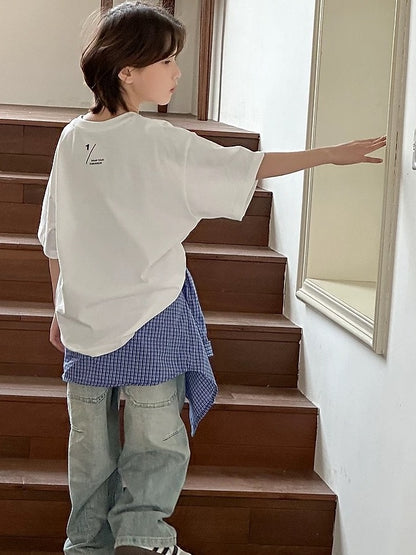 【110-160cm】フロントソリッドTシャツ