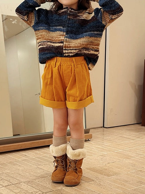 【100-160cm】コーデュロイショートパンツ