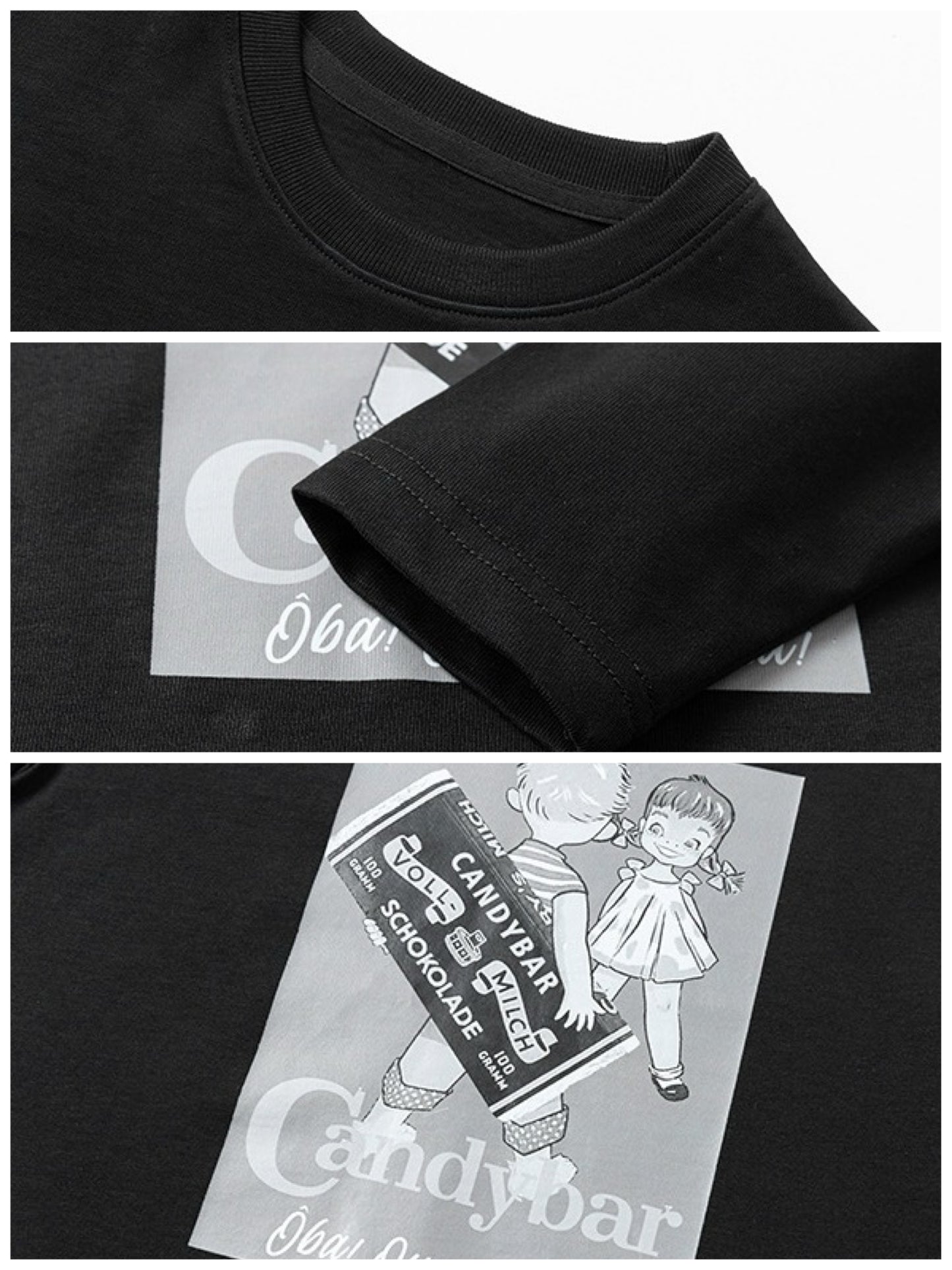 [90-160cm] Retro print long sleeve T-shirt