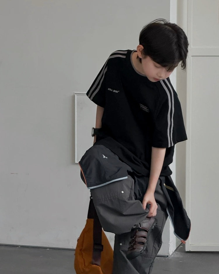 ラインデザイン オーバーサイズ スポーツTシャツ 全2色 ｜ 110-160cm