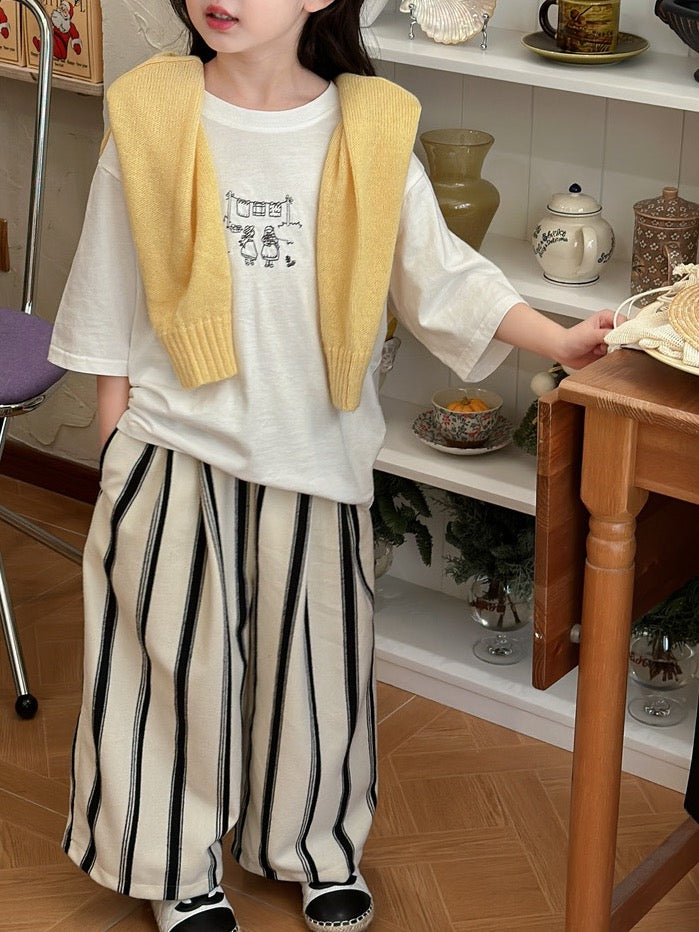 [90-160cm] Striped relaxed pants