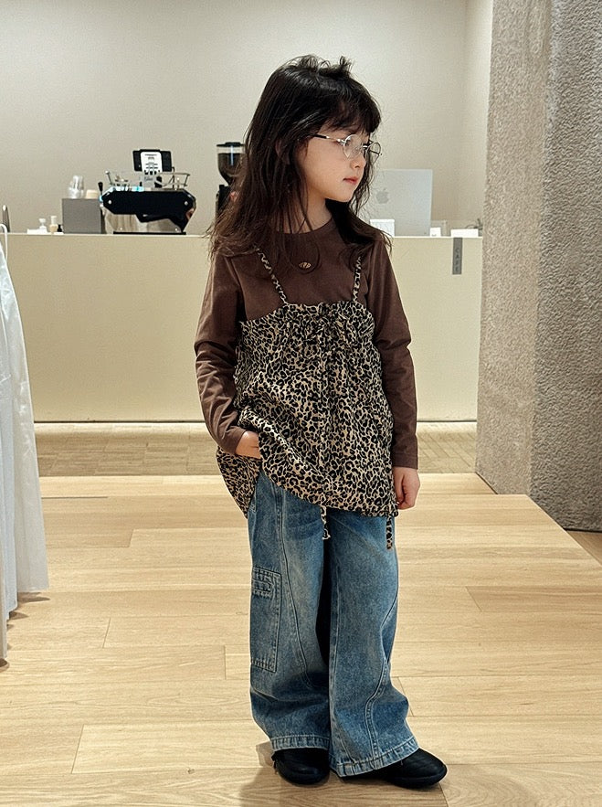 【100-160cm】ウォッシュドストレートデニム