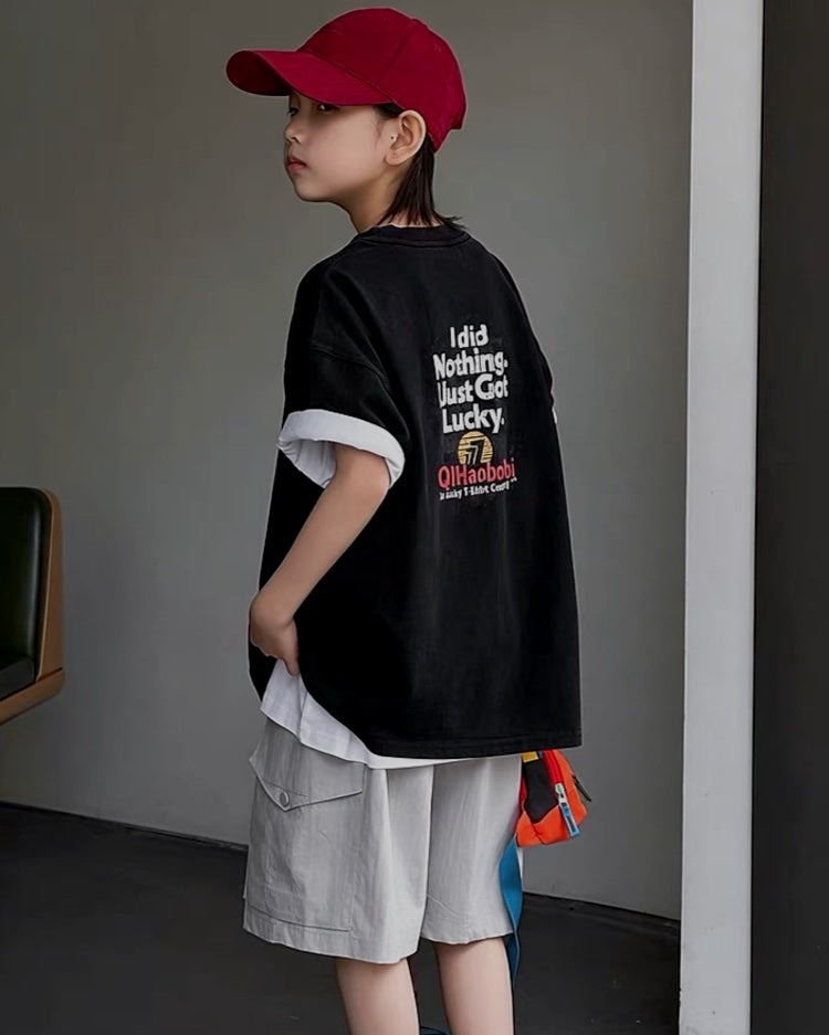 メッセージロゴ オーバーサイズTシャツ｜110-160cm