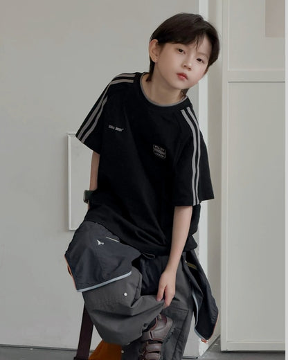ラインデザイン オーバーサイズ スポーツTシャツ 全2色 ｜ 110-160cm