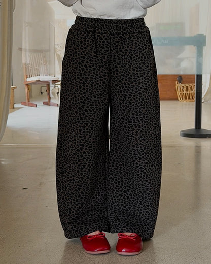 親子お揃い レオパード ワイドストレートパンツ｜120-160cm