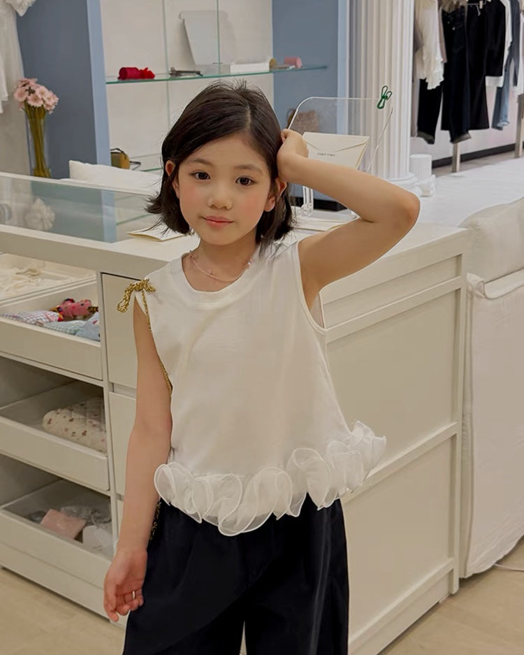 UNIDRE baby&kids｜チュールフリル ノースリーブトップス｜全2色