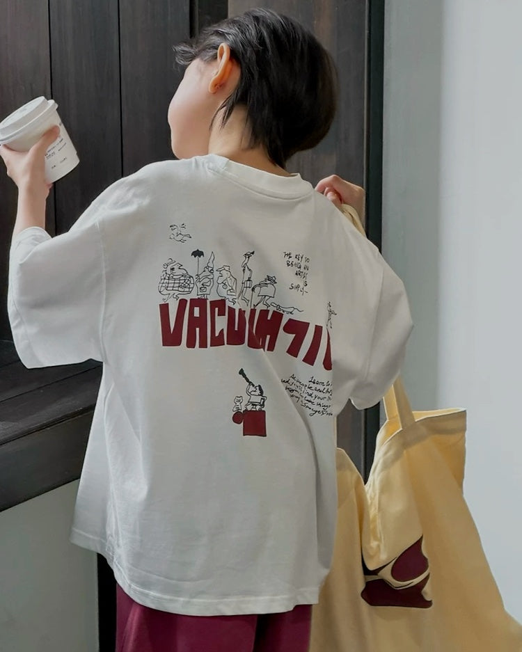 【110-160cm】バックプリント 半袖Tシャツ