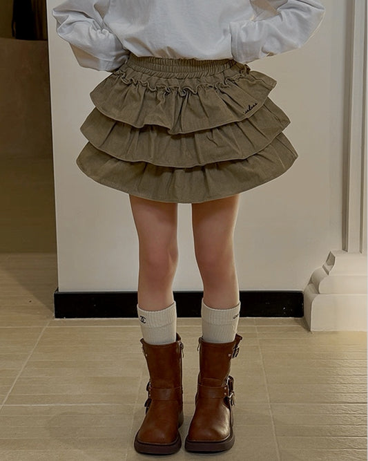 【110-160cm】ティアード フリル ミニスカート