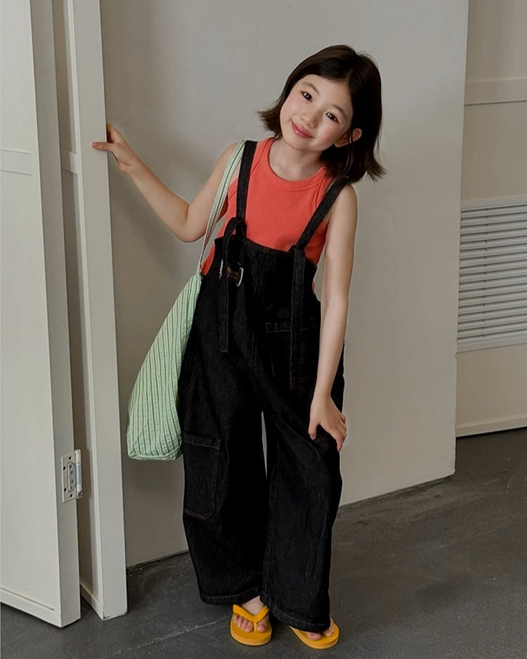 ワイドデニムサロペットパンツ｜110-160cm