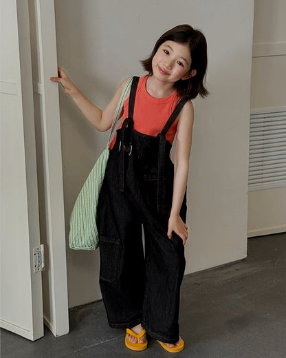ワイドデニムサロペットパンツ｜110-160cm