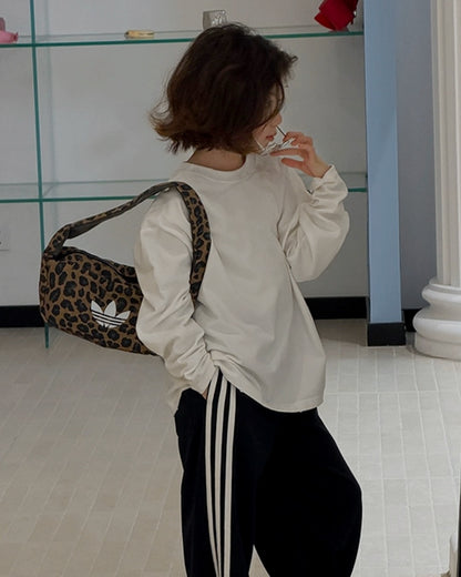 【110-160cm】親子お揃い オーバーサイズ 長袖Tシャツ