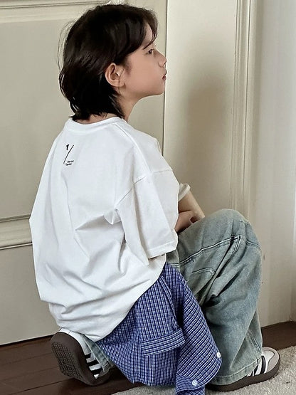 【110-160cm】フロントソリッドTシャツ