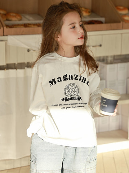 【90-160cm】クルーネック プリント ロングスリーブTシャツ