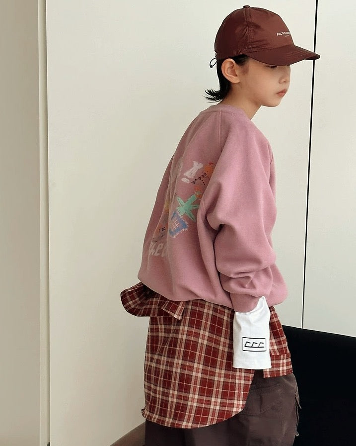 【110-160cm】バックグラフィックプリントスウェットプルオーバー