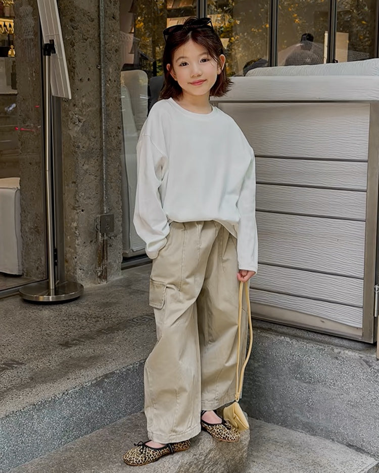 親子お揃い ソフトコットン 長袖Tシャツ 全3色｜120-160cm