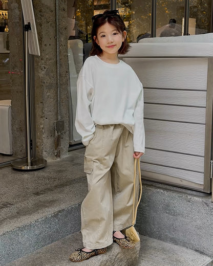 親子お揃い ソフトコットン 長袖Tシャツ 全3色｜120-160cm