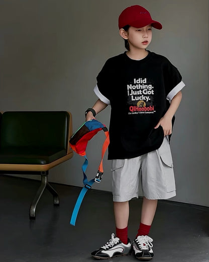 メッセージロゴ オーバーサイズTシャツ｜110-160cm