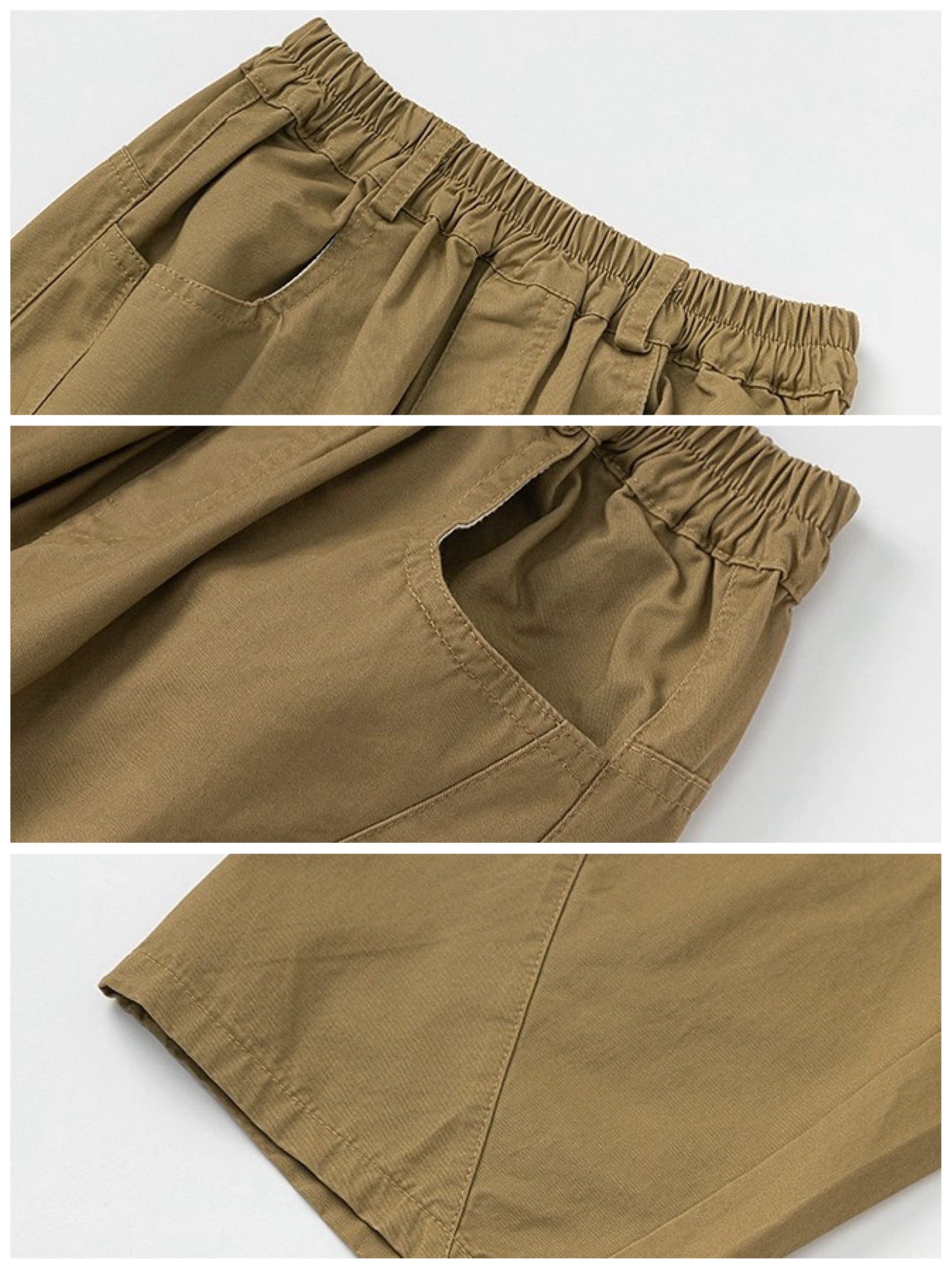 【100-160cm】カジュアルコットンカーゴパンツ